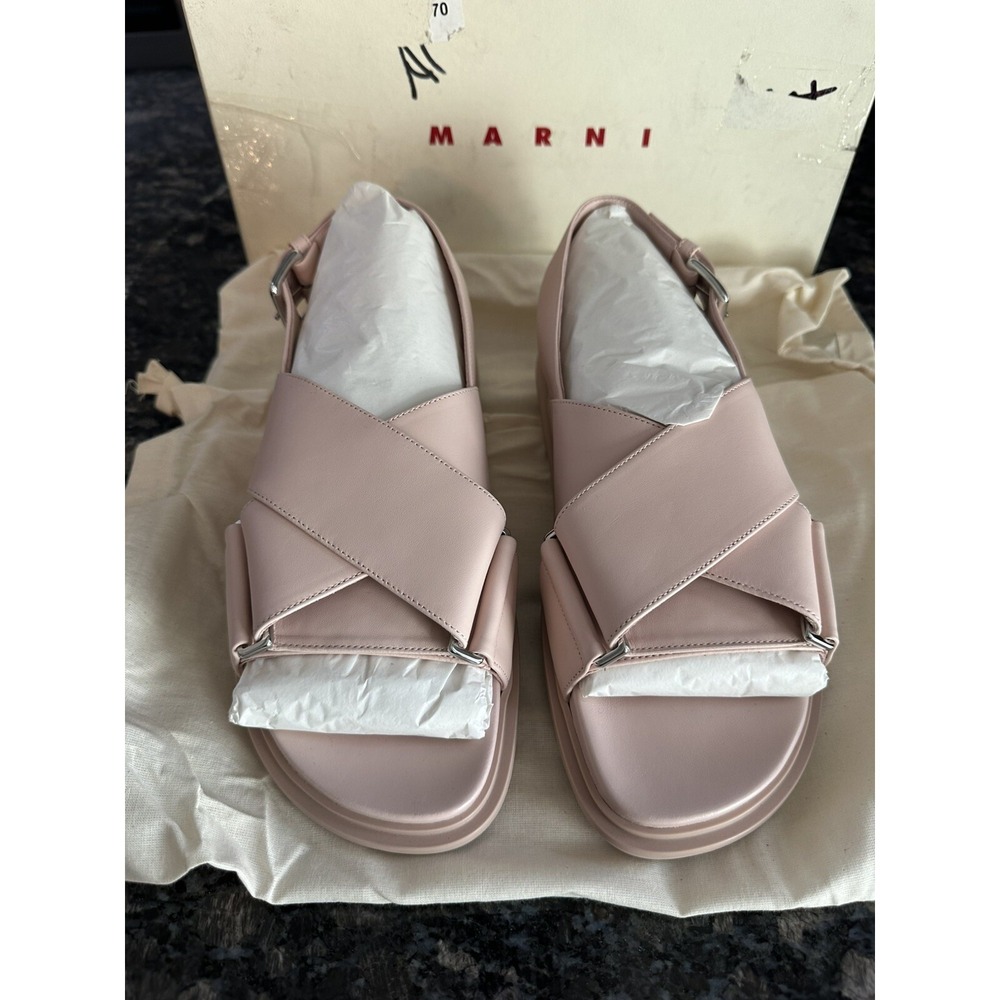 MARNI Criss Cross Sandals shoes FBMS005201 leather Pink Women size 36 Us 6 - Picture 7 of 16